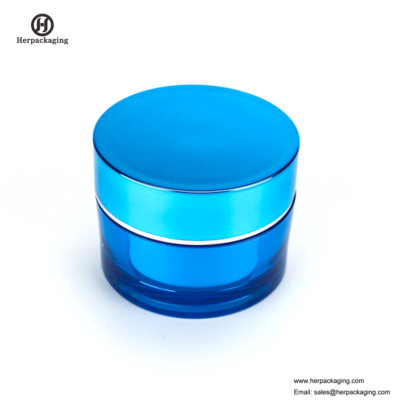 HXL212 Round Empty Shiny blue Cosmetic Jar Double Wall Container Skincare Jar